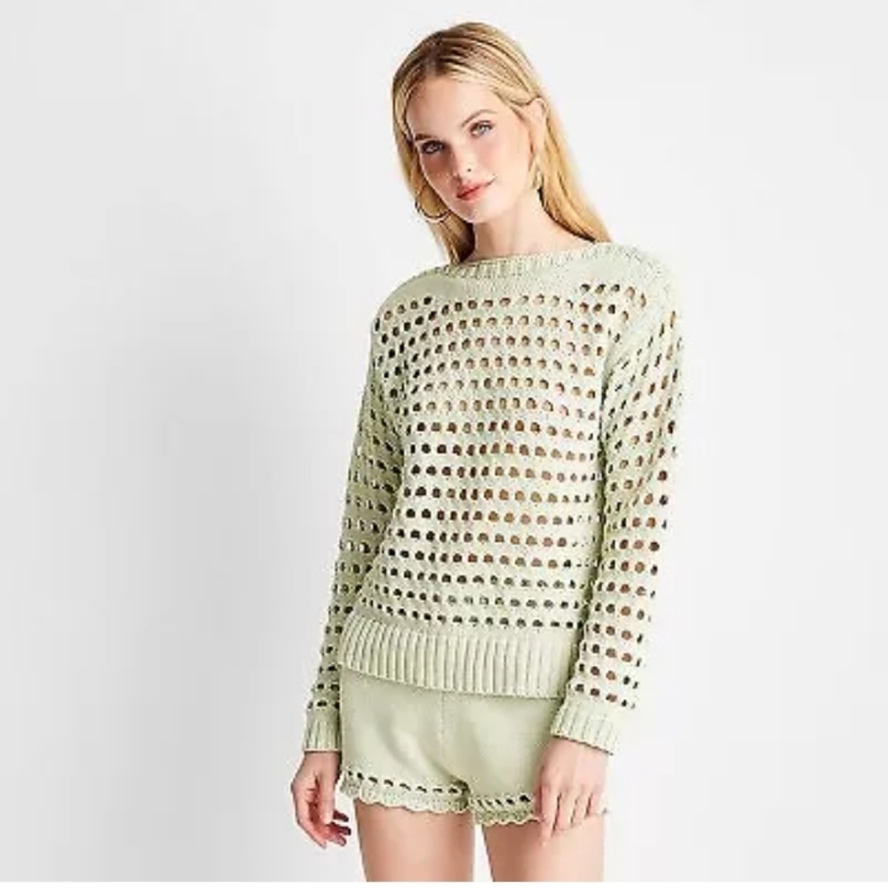 Women's Crewneck Open Stitch Sweater - Future Collective with Jenee Nayl…